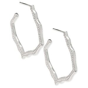 Kendra Scott MIKU Hoop Earrings | Silver Tone | Textured Lightweight Hoops